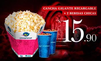 Cancha gigante recargable + 2 bebidas (muestra el cupón desde el móvil)